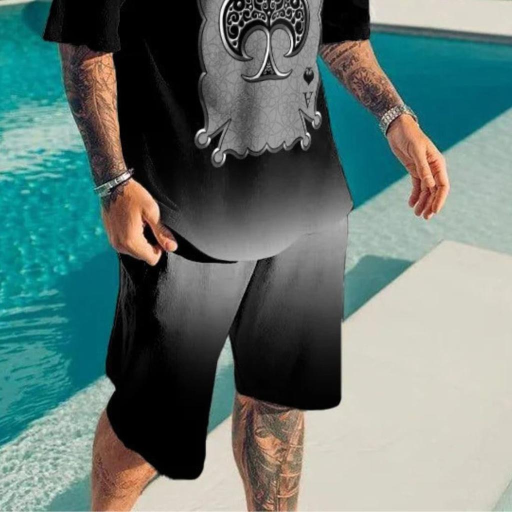 Мужские комплекты летние футболки с коротким рукавом шорты комплекты из 2 предметов уличная спортивная одежда с принтом мужская одежда в стиле ретро повседневные спортивные костюмы