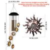 Solar wind chime with sun, moon, and stars design6Piece LED Outdoor hanging decorative lights for courtyard and garden, solar-powered wind chimes,