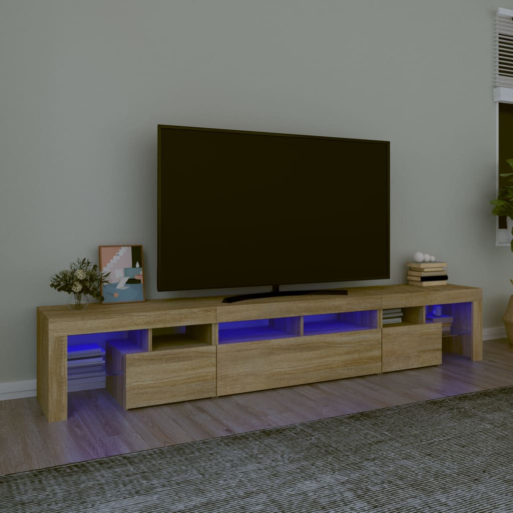 Vidaxl Szafka Pod Tv Z Oświetleniem Led, Dąb Sonoma, 230X36,5X40 Cm