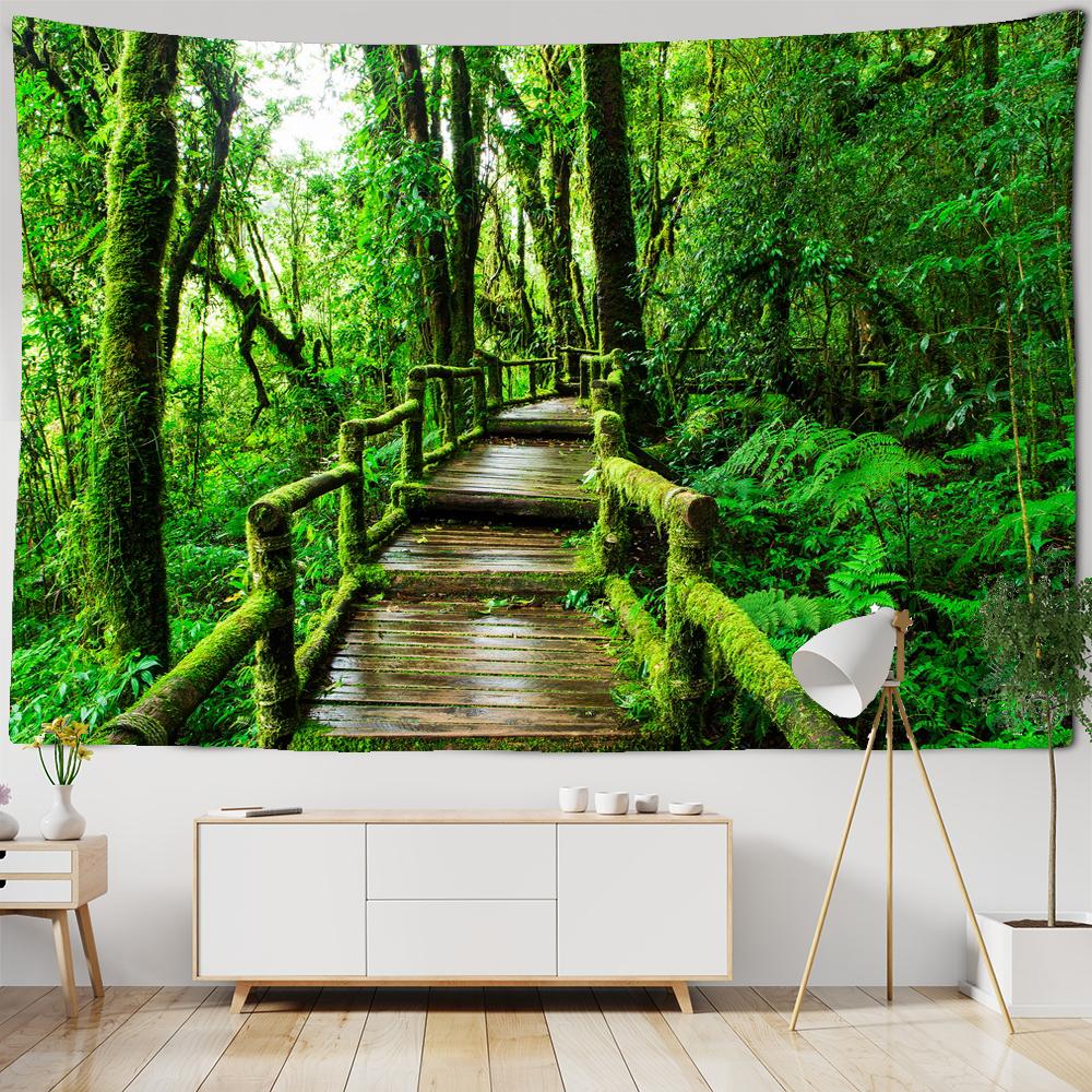 Пальмовый лист Зеленая ботаника Гобелен Листья подорожника Растения тропических лесов Юго-Восточной Азии Настенный гобелен Настенная ткань
