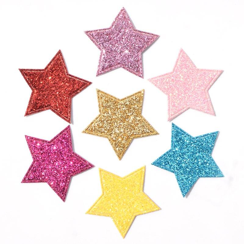 60Pcs Mixed Glitter Leather Patches Star Shape Applique for Craft/Clothes/Hairpin DIY Scrapbooking Accessories