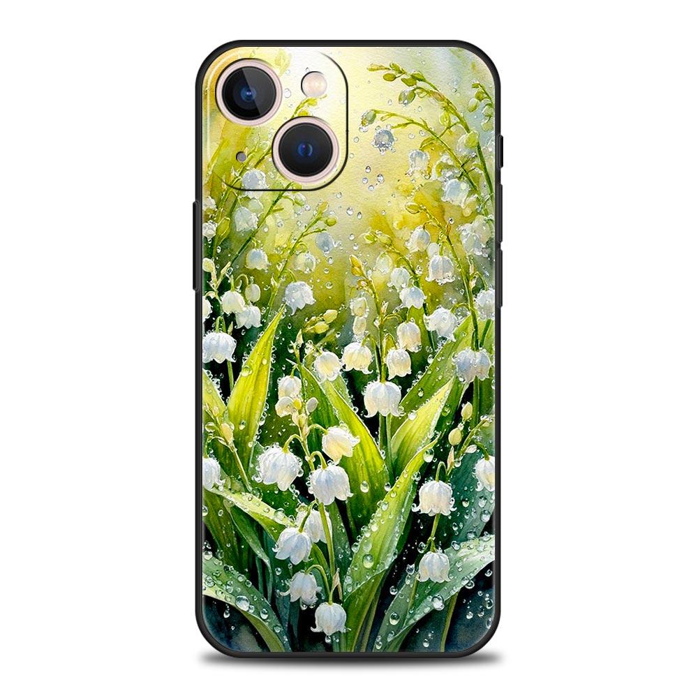 Прозрачный цветочный чехол-бампер Ландыш для iPhone 17 16 15 14 13 12 Pro Max 11 Pro Max 17 AIR Plus Мягкий ТПУ Корпус Сумки