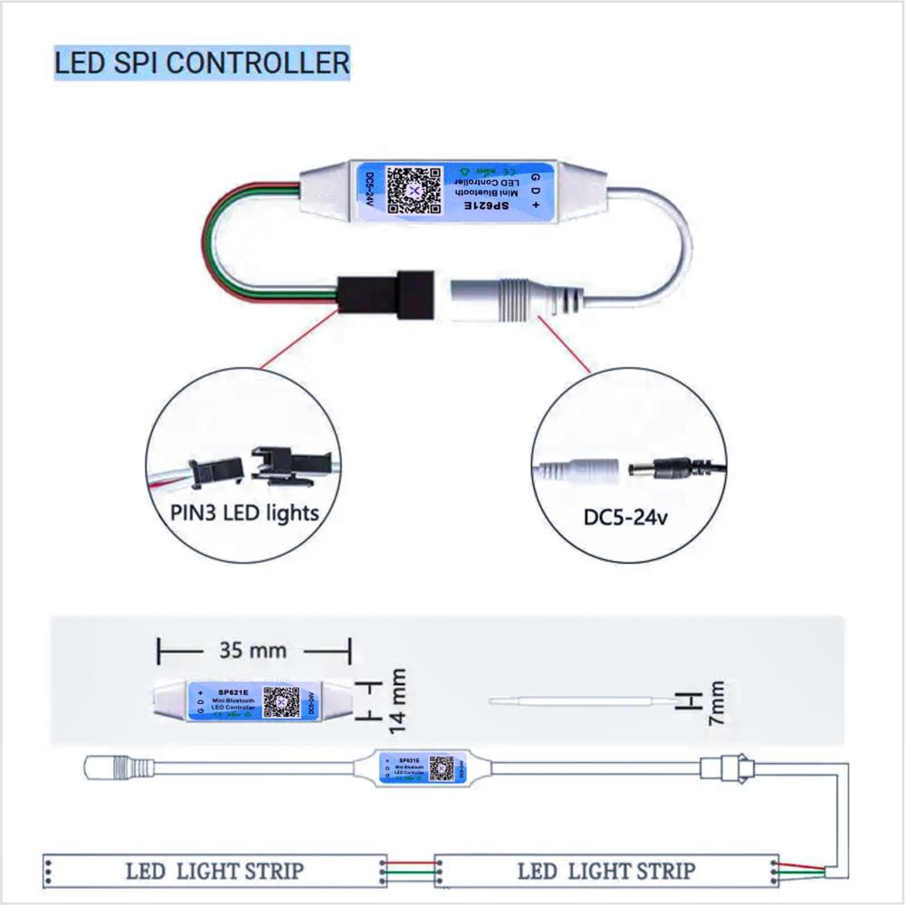 SP621E Мини SPI Bluetooth Контроллер LED BanlanX APP Синхронизация с музыкой Диммер DC5-24V для WS2812B WS2811 SK6812 Адресная RGB LED 5V