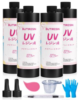 Жидкая УФ-смола BUTIRESIN 2000 г - Большая емкость, Высокая прозрачность, Быстрое отверждение, Многоразовая, Прозрачный твердый тип, Широкий спектр применений и DIY, В