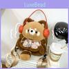 Plush Raccoon Little Backpack With Earphones For Practical Inner Storage
