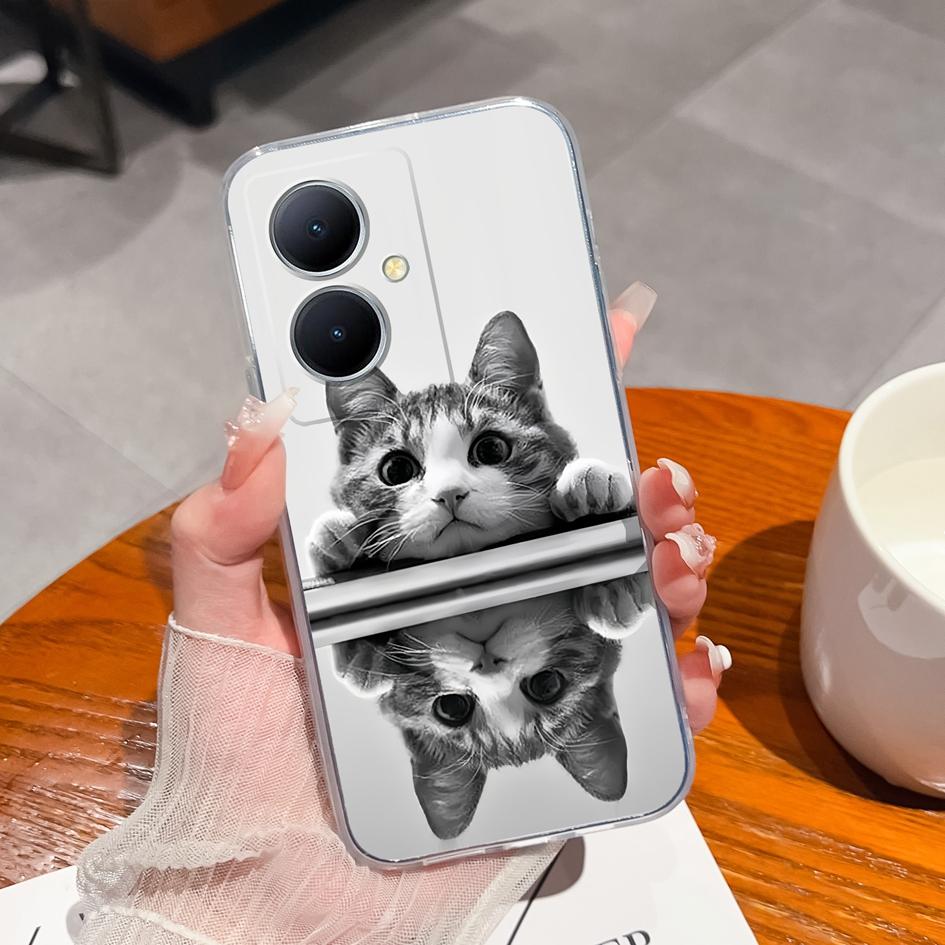 Чехлы для Vivo iQOO Neo8 V27 Pro Y35 Plus Y02A Y78 Plus Задние обложки Модные этикетки Корпус с фруктовым узором Прозрачный мягкий силикон ТПУ Матовый для Vivo Capas