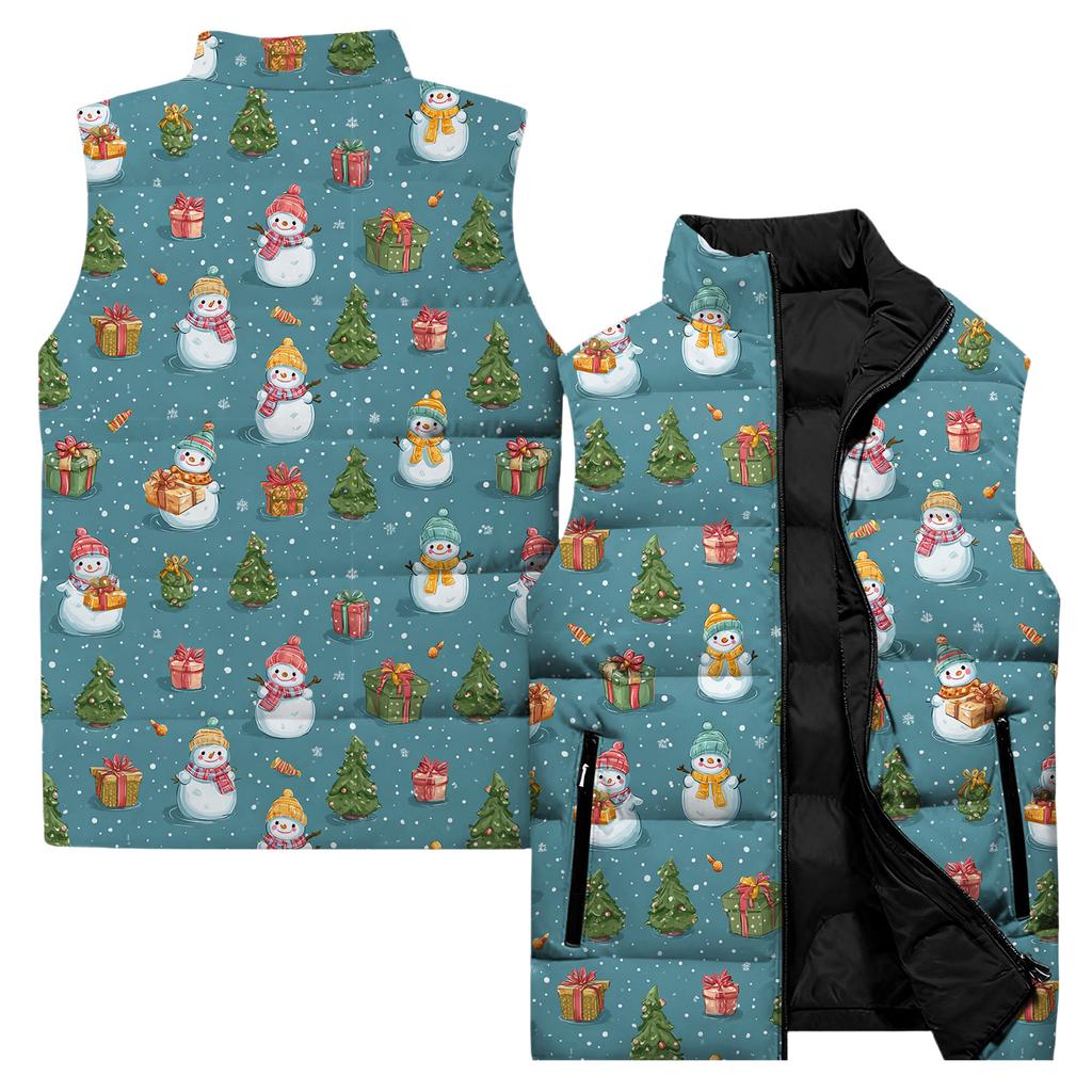 Ladies' Casual And Fashionable Sleeveless Vest Christmas Printed Cotton Jacket