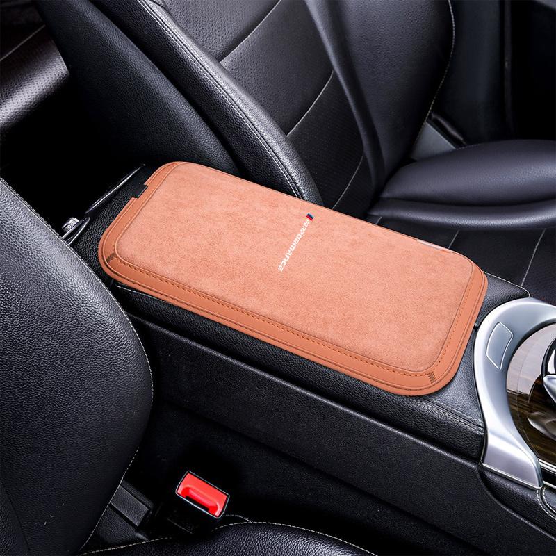 Leather Car Armrest Box Pad Auto Armrest Mat Accessories For BMW Performance M F31 F34 F32 E39 E52 E53 E60 E90 E91 E92 E93 F01