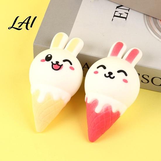 Slow Rebound Squeeze Toy Bunny Ice Cream Stress Relief Cone Sensory Squeezable Ball Home Office Worker Soft Stretchy Food Fidget