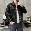 Весенне-осенняя новая мужская модная универсальная кожаная куртка с принтом B-line с воротником-поло мотоциклетное трендовое пальто из искусственной кожи