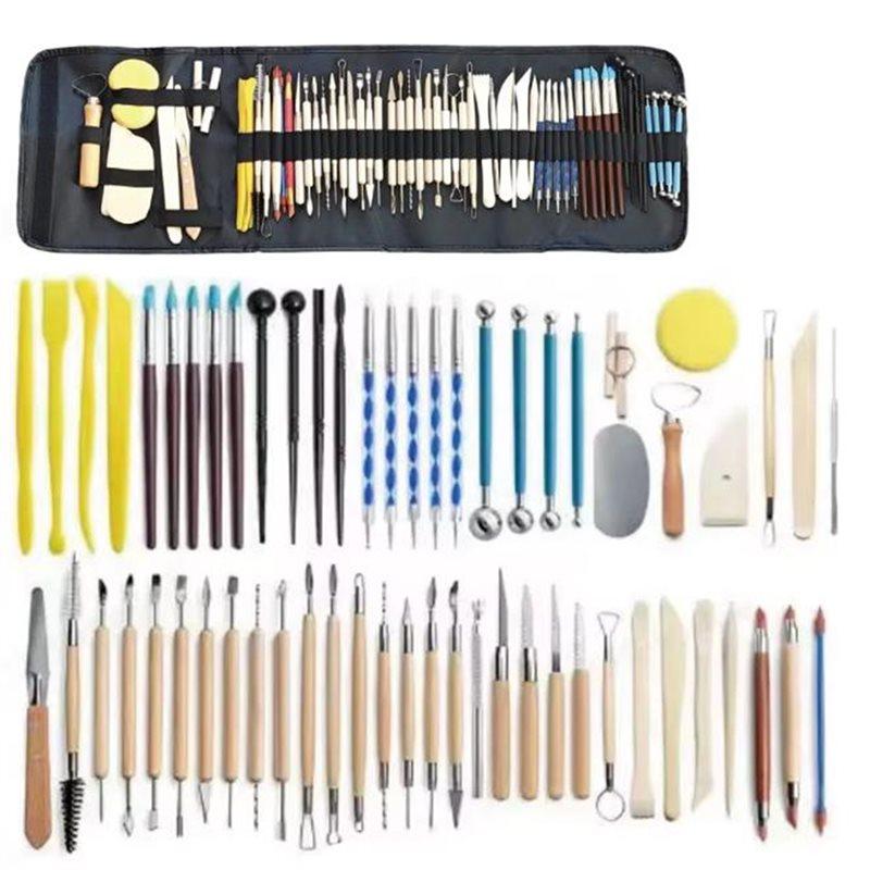 A25F-Pottery Tools 61PCS For Polymer Clay For Sculpting Tools Kit For DIY Handcraft Modeling Clay Carving Tools Set