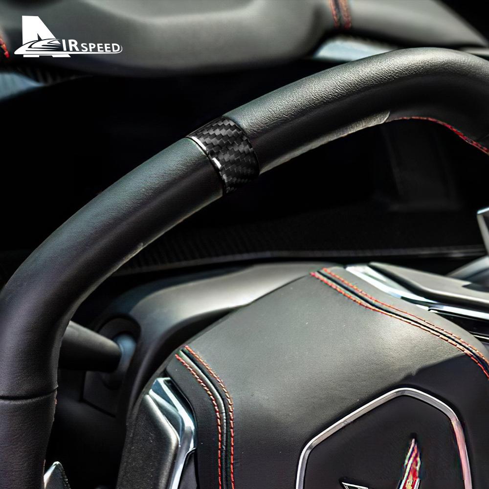 Наклейка из настоящего углеродного волокна для Chevrolet Corvette C8, украшение на руль автомобиля, кольцо, чехол для интерьера