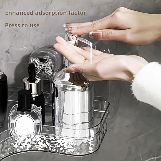 Полка для хранения Caddy с прозрачной стеной без сверления и присоской. Треугольные отсеки. Прочная несущая способность. Простая установка. Угловая полка для хранения в ванной комнате.