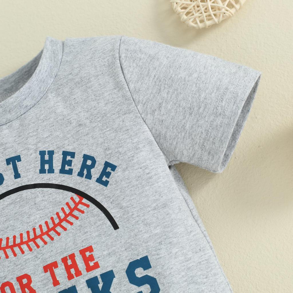 Комплект шорт для маленьких мальчиков 3, 6, 12, 18, 24 месяца, 3 года, футболка с короткими рукавами и круглым вырезом с буквенным принтом и шорты с бейсбольным узором, комплект из 2 предметов