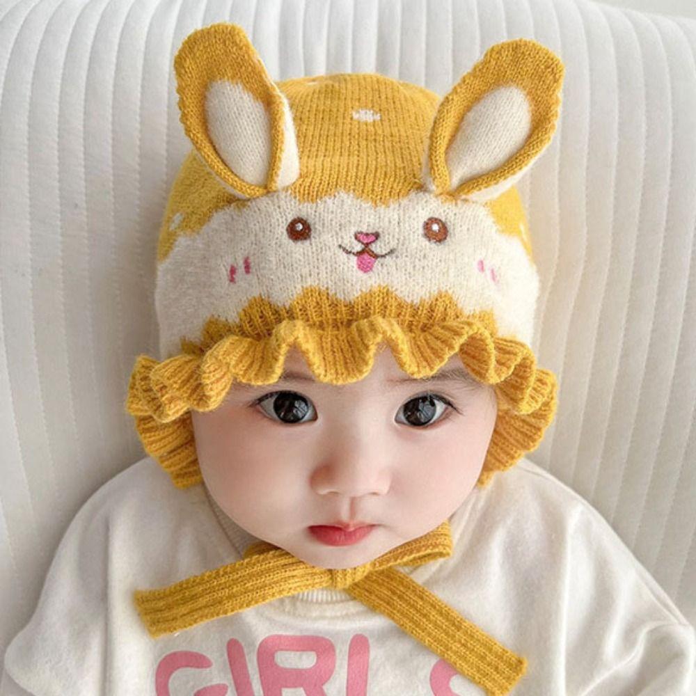 Warm Infant Beanie Hats Rabbit Ear Kids Pullover Cap Fashion Baby Knitted Hat Ear Protection