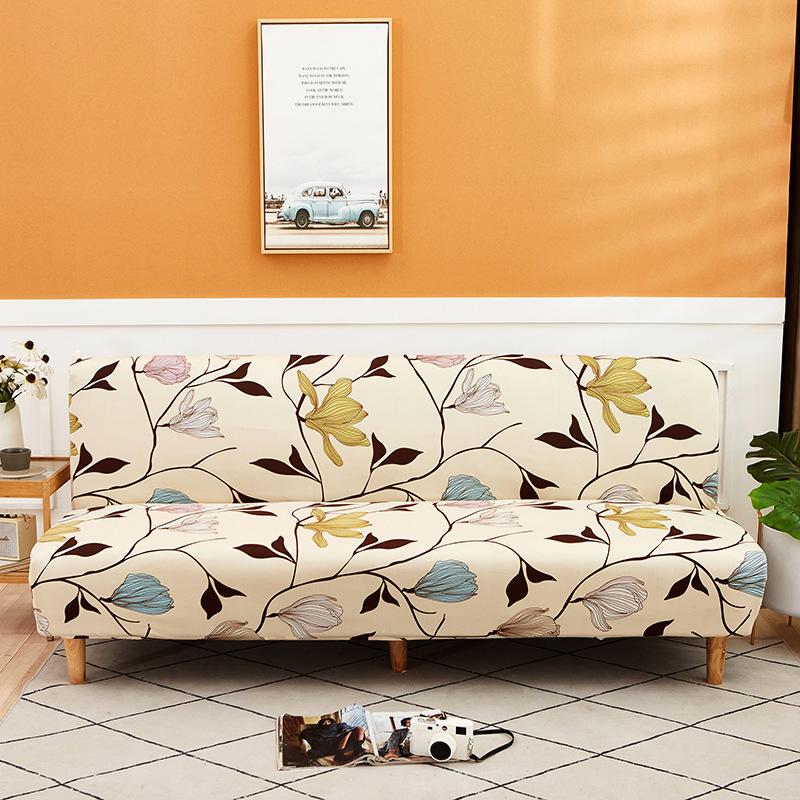 Elastic Fabric All-Inclusive Printed Sofa Towel Folding Sofa Bed Sofa Cover Without Armrest