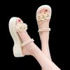 Thick-soled Two-wearing Sandals Female 2025 New Summer Wear Fashion Flower with Skirt Fairy Wind Pearl Casual Shoes