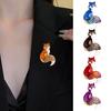 Cartoon Sitting Fox Fox Shiny Pin Rhinestone Enamel Brooch Women Men Clothes Rhinestones Badge Pin