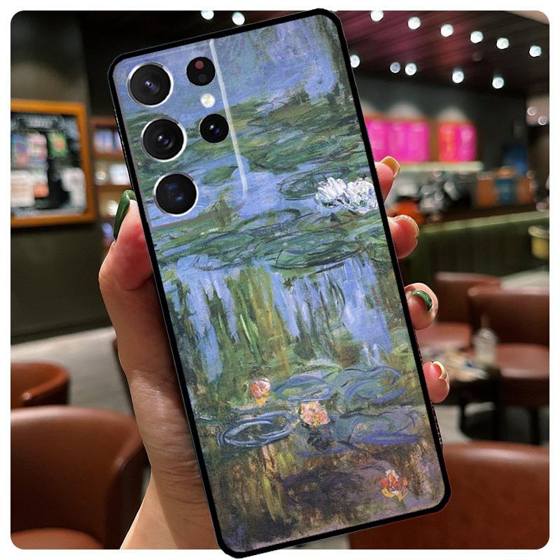 Claude Monet Garden Lotus Phone Case For Samsung Galaxy S25 S24 S23 S22 S21 S20 Ultra S9 S10 Plus S25 FE S24 FE Cover