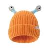 Yousheng Cute Knitted Beanie Hat with Eyes Wear Resistant Solid Color LED Glowing Funny Cartoon Winter Warm Hat