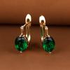Exquisite Gold Color Oval Cut Red Blue Green Aqua Stone Hoop Earrings Woman Huggie Stud Wedding Birthday Gift Jewelry Bridal Lady Earrings