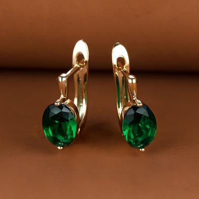 Изысканные серьги-кольца золотого цвета овальной огранки, красные, синие, зеленые, цвета морской волны, серьги-кольца с камнем, женские серьги-гвоздики на свадьбу, подарок на день рождения, ювелирные изделия, свадебные женские серьги