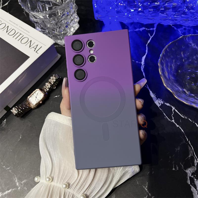 S 24 23 22 Note 20 Магнитный беспроводной зарядный чехол для Samsung Galaxy S23 S22 S24 S21 S20 Ultra Fe Plus 5g градиентный силиконовый чехол