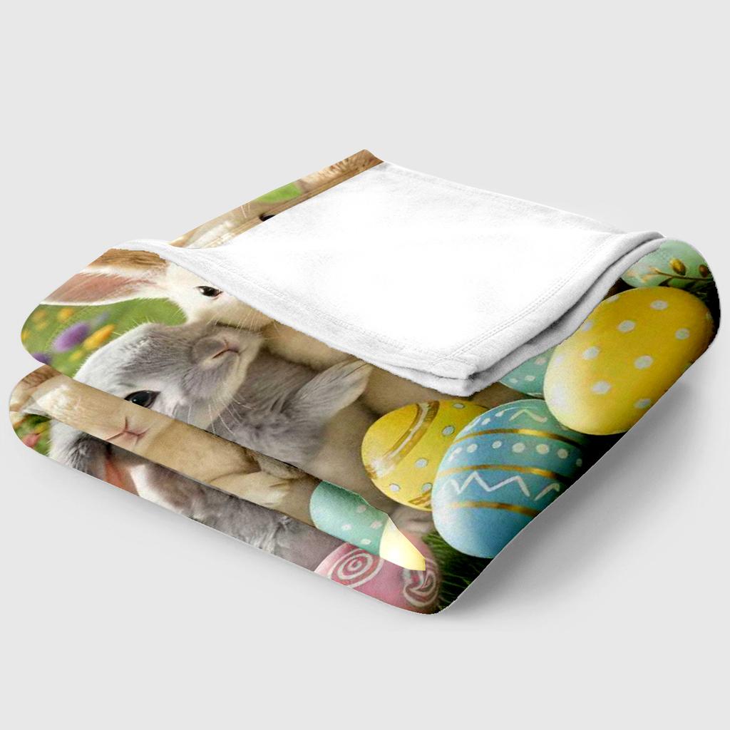 Easter Bunny thin Flannel Blanket for Bedrooms,Living Rooms,Sofas Blankets,Lunch Breaks,Picnics,blankets fluffy