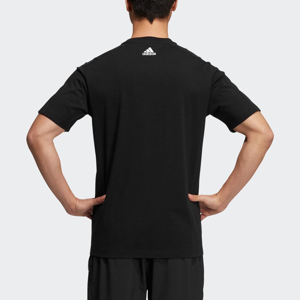 adidas Fi 3-Bar Tee Logo Повседневная спортивная футболка с круглым вырезом и коротким рукавом Мужские топы Черный H39354