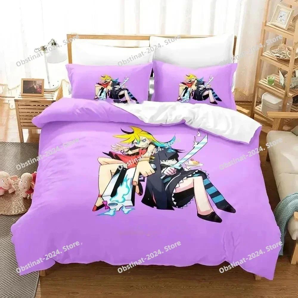 Постельное белье с принтом из аниме Panty & Stocking with Garterbelt Односпальное Одеяло Пододеяльник Наволочка Комплект из 3 предметов Детский Взрослый Размер
