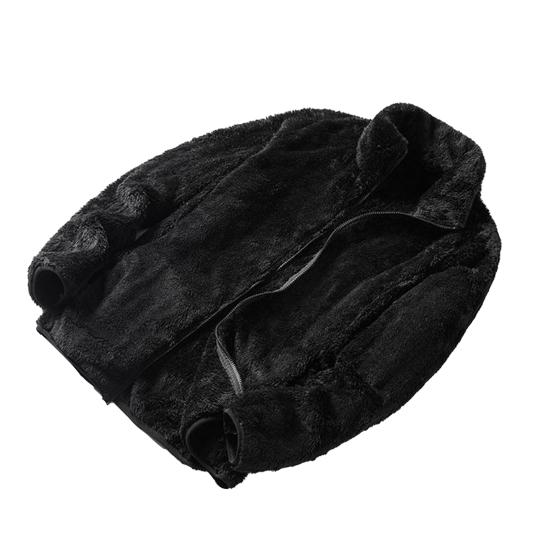 Женская пушистая флисовая куртка с длинными рукавами на молнии, шерпа-пальто, мягкая куртка с воротником-стойкой, осенняя верхняя одежда с карманами