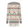 Women's Fashion Casual Christmas Print Medium Length Cardigan Jacket Coat