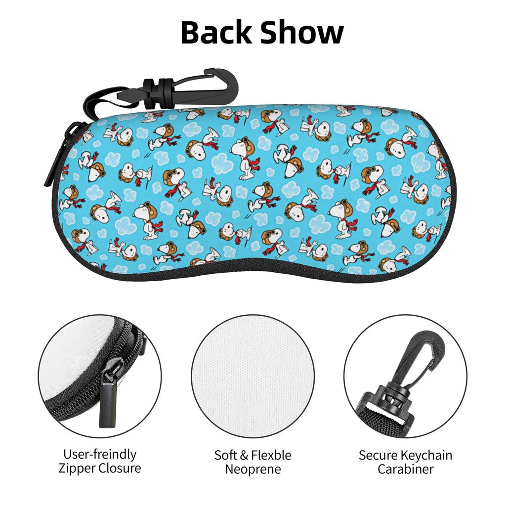 Peanuts Snoopy Aviator Clouds Sunglasses Soft Case Neoprene Zipper Shell Eyeglass Case Protective Box For Glasses