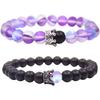 UEUC King&Queen Crown Distance Couple Bracelets His and Her Friendship 8mm Beads Bracelet