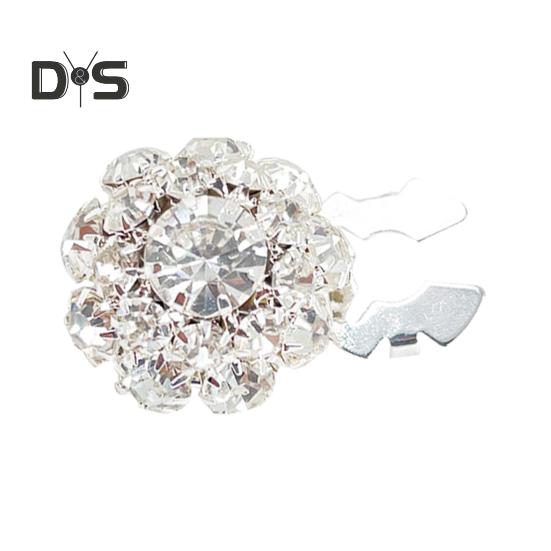 1/6Pcs Button Covers Faux Pearls Shiny Rhinestone Flower Shape Button Clip with Pliers Press Dress Suit Tux Accessories