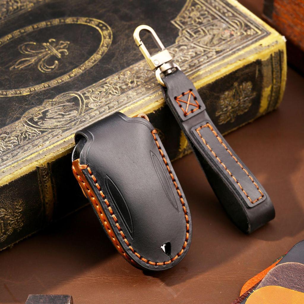 Роскошный текстурированный кожаный чехол для ключа Tesla - стильная защита ручной работы