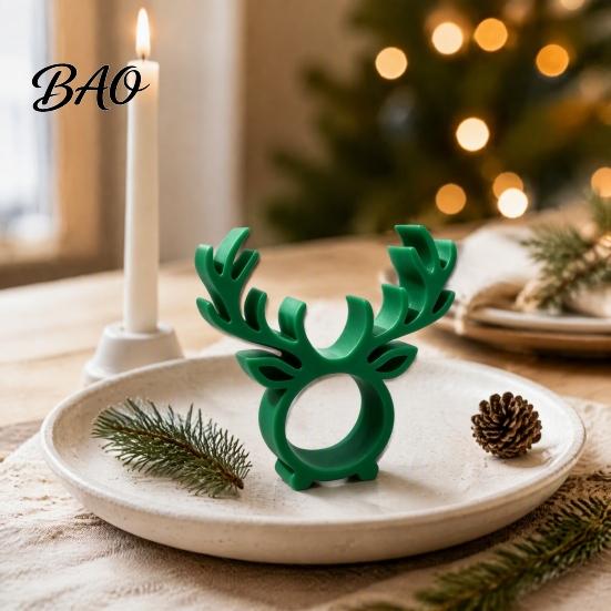 Novelty Tableware Holders 3D Printed Reindeer Napkin Ring, Decorative Holder, Elk Chocolate Holder Table Decor for Christmas Decorations, Festive