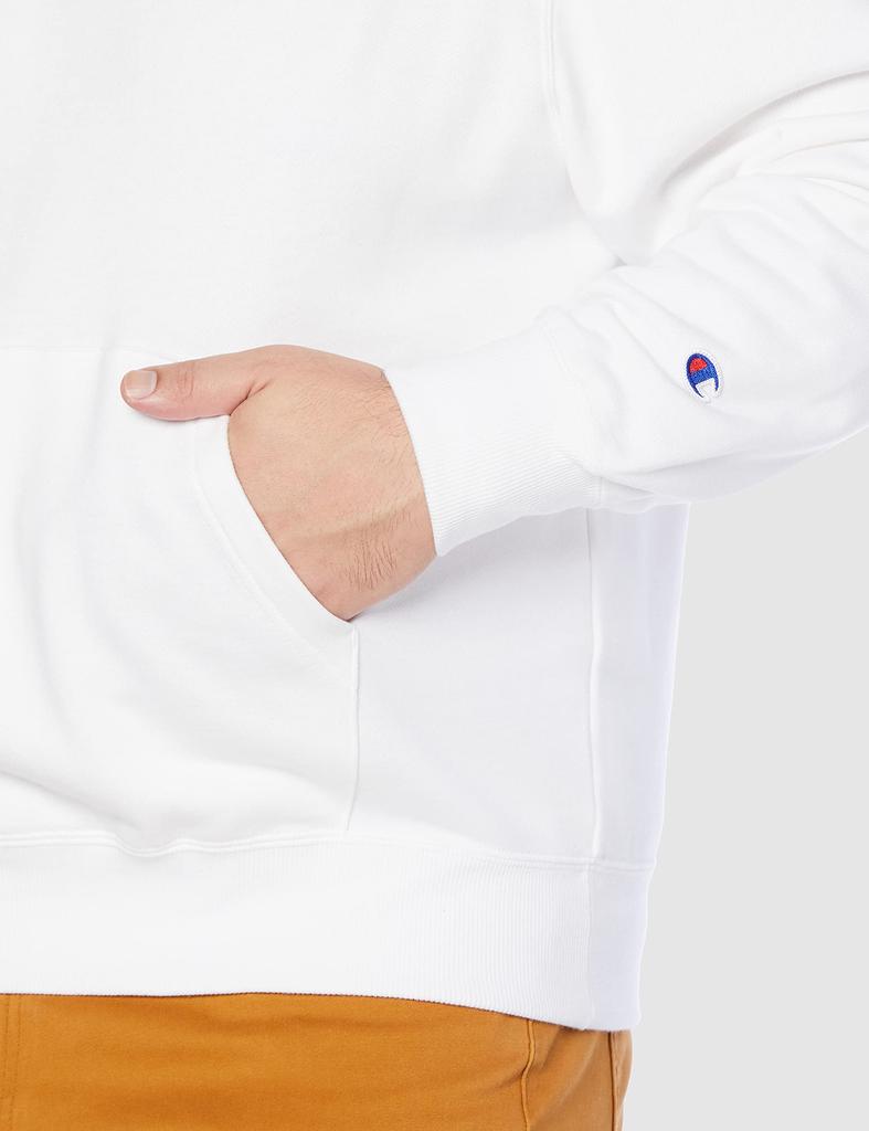 Sweatshirt Hoodie Long Sleeve One Point Logo Embroidery Hooded Sweatshirt Basic White M [Champion] (Old Model) Men's