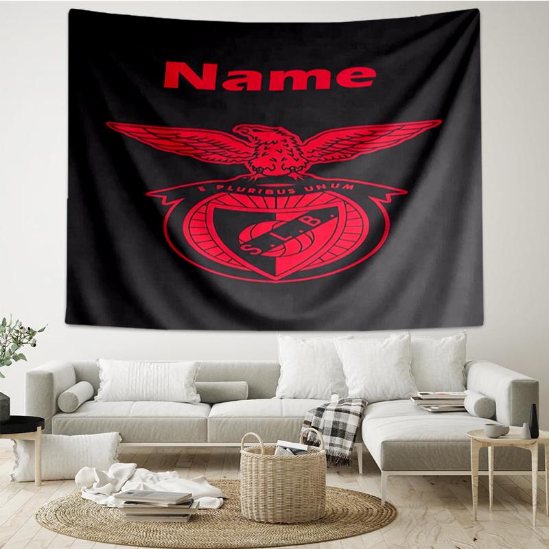 Custom Name S.L. Benfica Print Tapestry, Backdrop, Easy Setup, Ideal for Bedroom, Office & Living Room, with Aesthetic Wall Hanging Decor.