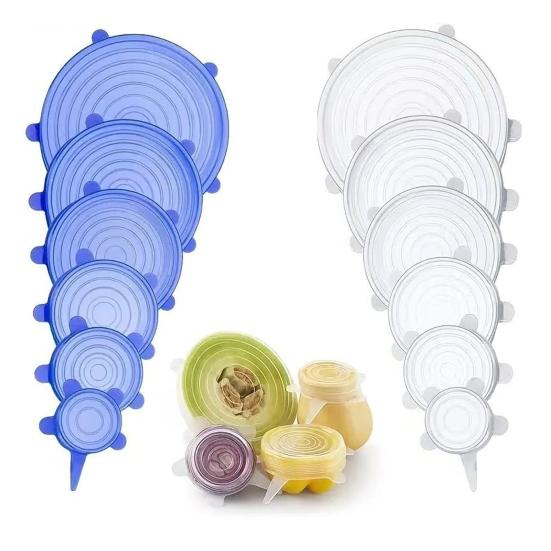 6Pcs Silicone Stretchable Lids Reusable Food Covers Leakproof Bowl Caps Universal Flexible Lid for Bowls Cups Fruits