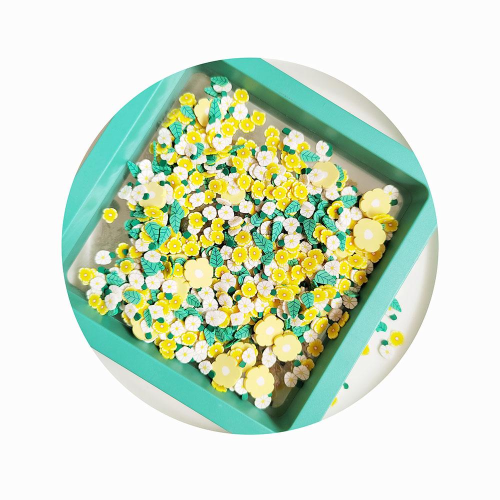 500g/Lot Yellow White Daisy Flowers Polymer Clay Slices Hot Soft Clay Sprinkles for Nail Art Resin Craft Decoration