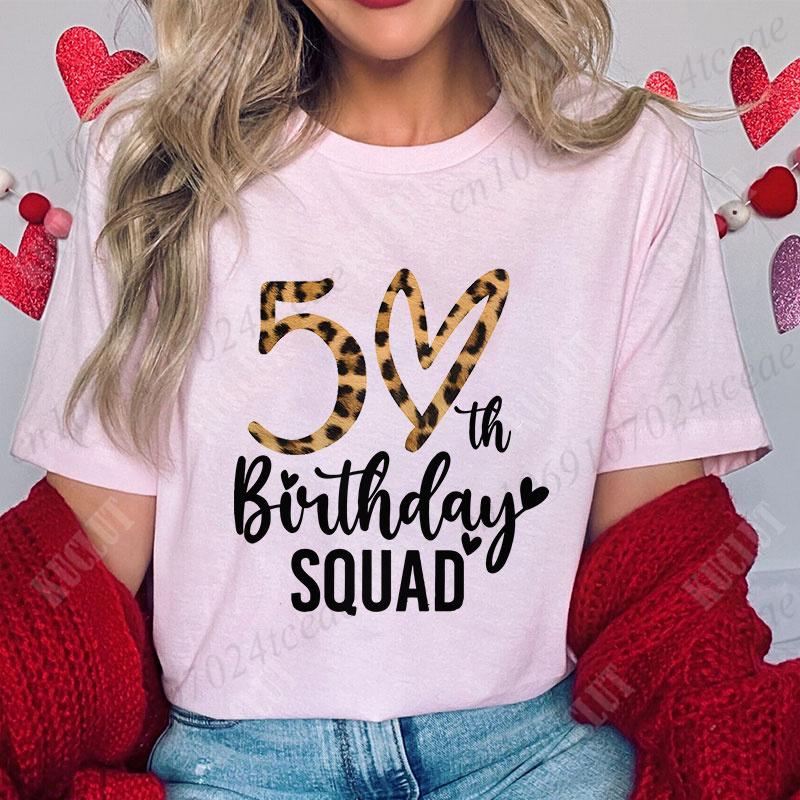 Women T-shirt 50th Fabulous Birthday Squad T-shirts 50th Years Old Birthday Party Matching Clothing Leopard Graphic Y2k Tops