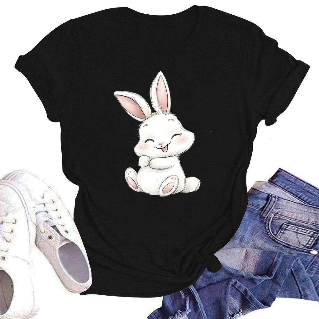 Women's Round Neck Casual Printed Short-sleeved T-shirt Top