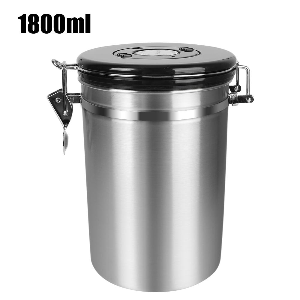 Канистра для хранения, контейнер для кофе с клапаном CO2 для кофейных зерен, герметичная крышка из нержавеющей стали премиум-класса сохраняет свежесть