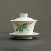 Vintage Ceramic Tea Tureen Home Hand Painted Persimmon Gaiwan Chinese Tea Set Accessories Tea Table Supplies with Cover Teacup