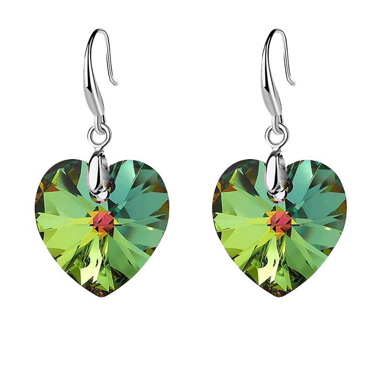 Превосходные серьги-подвески «Любовь», женские серьги с хрусталем и турмалином в форме сердца, серьги со стразами, подарок