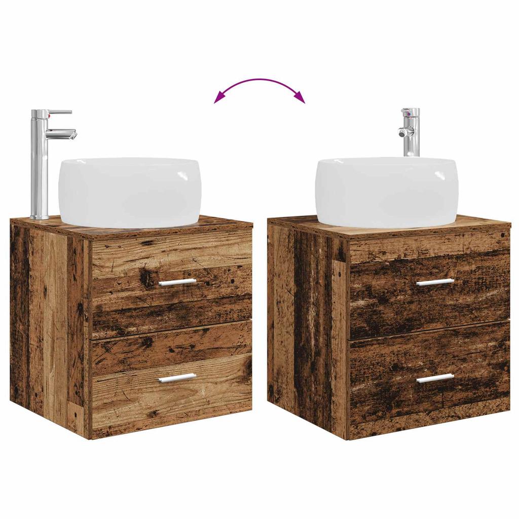 Bathroom Furniture Set 5 pcs Reclaimed Wood Engineered Wood and Glass