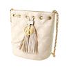 Tory Burch TB Fleming Quilted Tassel Pendant Woven Chain Leather Bucket Bag Women shoulder bag White 74853-122