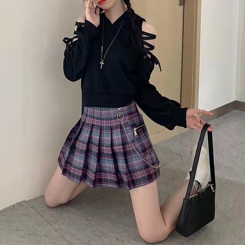 Готическая укороченная толстовка с капюшоном, женская толстовка, гот, укороченный топ с милым котом, пуловер с длинными рукавами и капюшоном