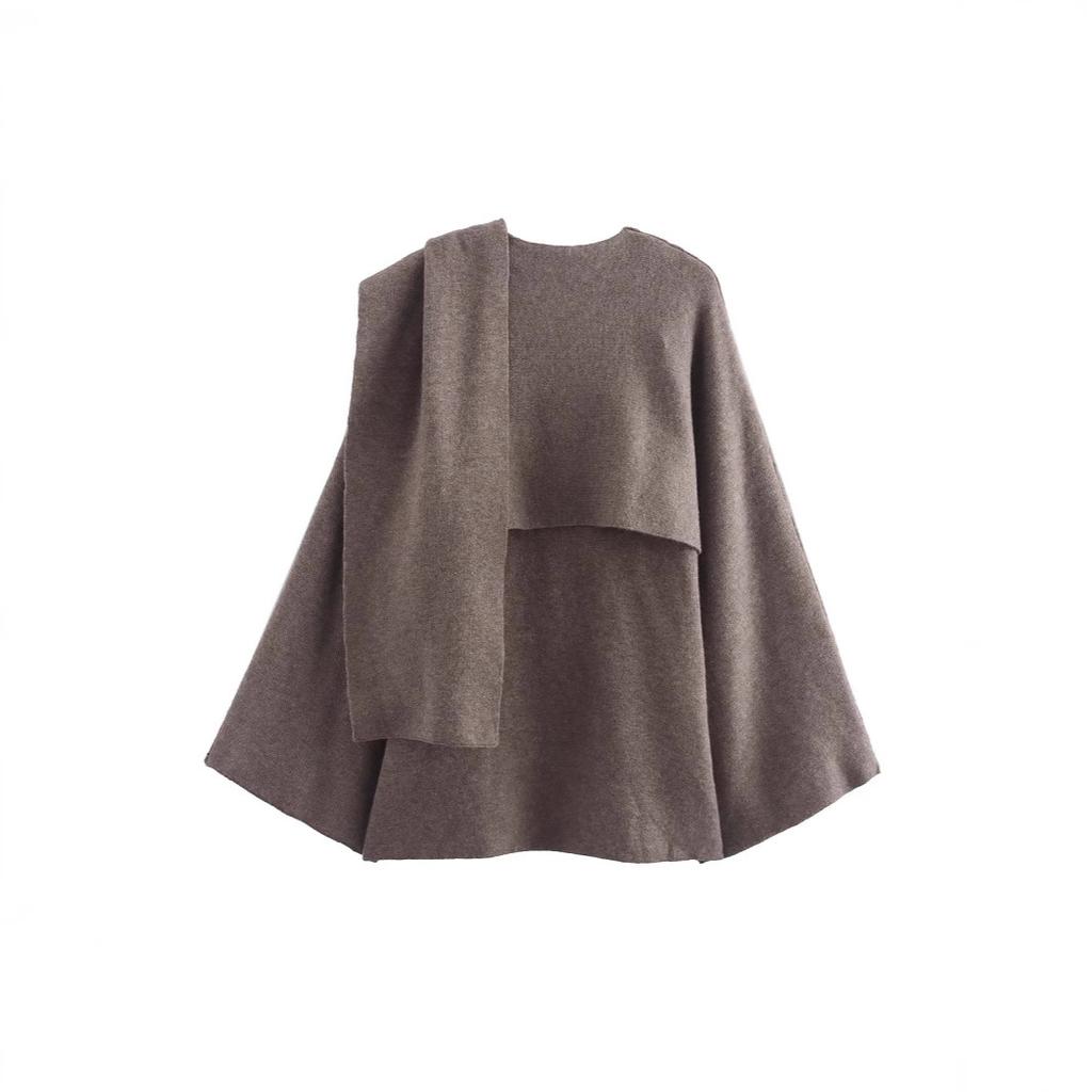 Новый асимметричный шарф, короткая накидка, вязаное пальто, куртка